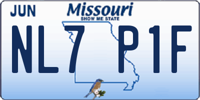 MO license plate NL7P1F