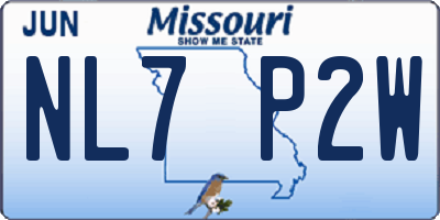MO license plate NL7P2W