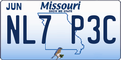MO license plate NL7P3C