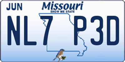 MO license plate NL7P3D