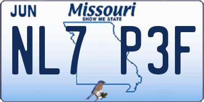 MO license plate NL7P3F