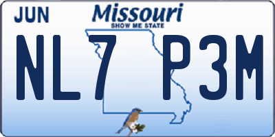 MO license plate NL7P3M