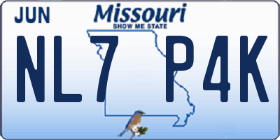 MO license plate NL7P4K