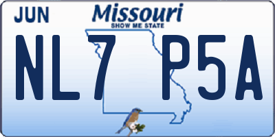 MO license plate NL7P5A