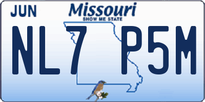 MO license plate NL7P5M