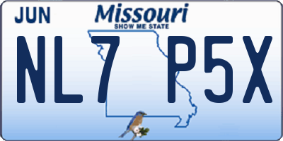 MO license plate NL7P5X