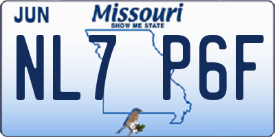 MO license plate NL7P6F
