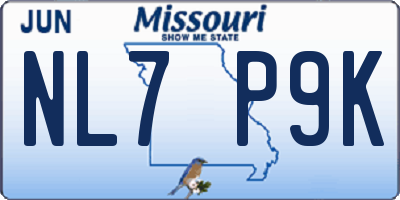 MO license plate NL7P9K