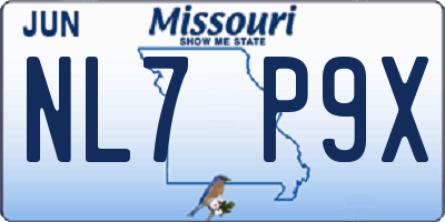 MO license plate NL7P9X