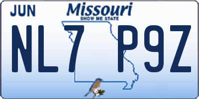 MO license plate NL7P9Z