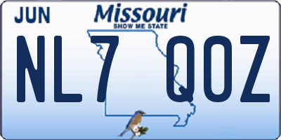 MO license plate NL7Q0Z