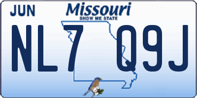 MO license plate NL7Q9J