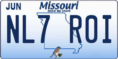 MO license plate NL7R0I