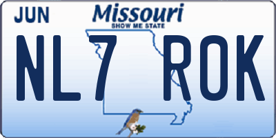 MO license plate NL7R0K