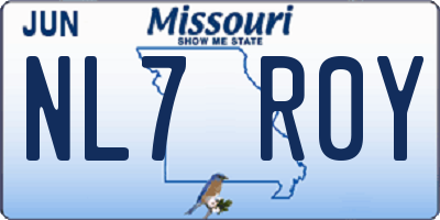 MO license plate NL7R0Y
