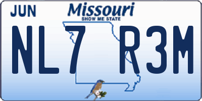 MO license plate NL7R3M