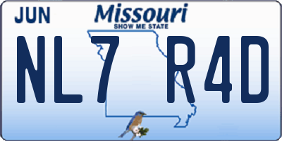 MO license plate NL7R4D