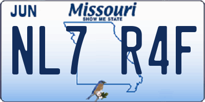 MO license plate NL7R4F