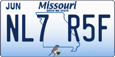 MO license plate NL7R5F