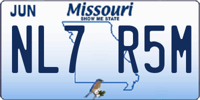MO license plate NL7R5M