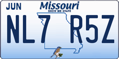 MO license plate NL7R5Z