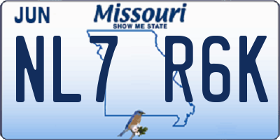 MO license plate NL7R6K