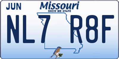 MO license plate NL7R8F