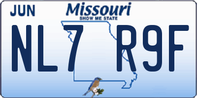 MO license plate NL7R9F