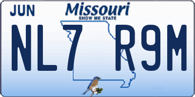 MO license plate NL7R9M