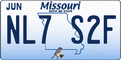 MO license plate NL7S2F