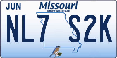 MO license plate NL7S2K