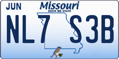 MO license plate NL7S3B