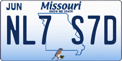 MO license plate NL7S7D