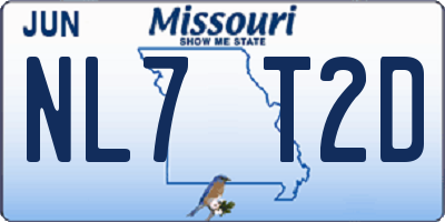 MO license plate NL7T2D
