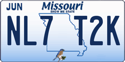 MO license plate NL7T2K