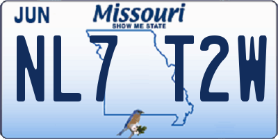 MO license plate NL7T2W