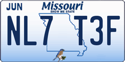 MO license plate NL7T3F
