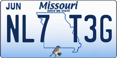 MO license plate NL7T3G