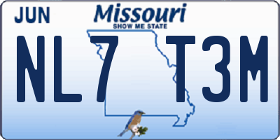 MO license plate NL7T3M