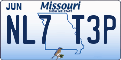 MO license plate NL7T3P
