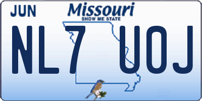 MO license plate NL7U0J