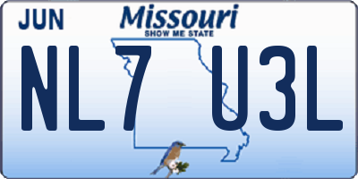 MO license plate NL7U3L