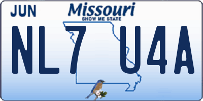 MO license plate NL7U4A