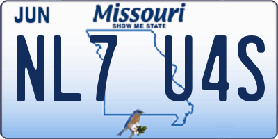 MO license plate NL7U4S