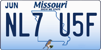 MO license plate NL7U5F