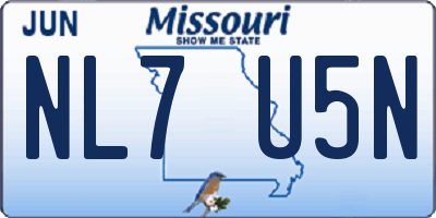 MO license plate NL7U5N