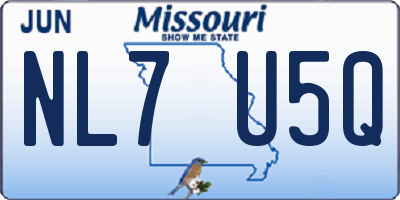 MO license plate NL7U5Q