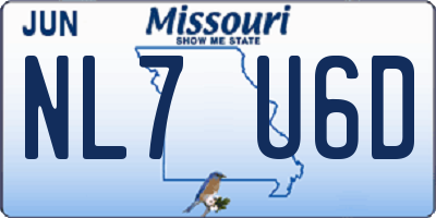 MO license plate NL7U6D
