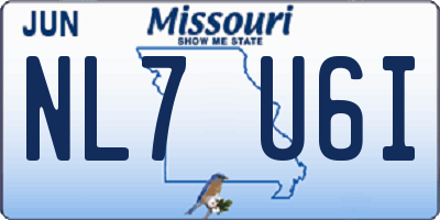 MO license plate NL7U6I
