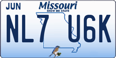 MO license plate NL7U6K